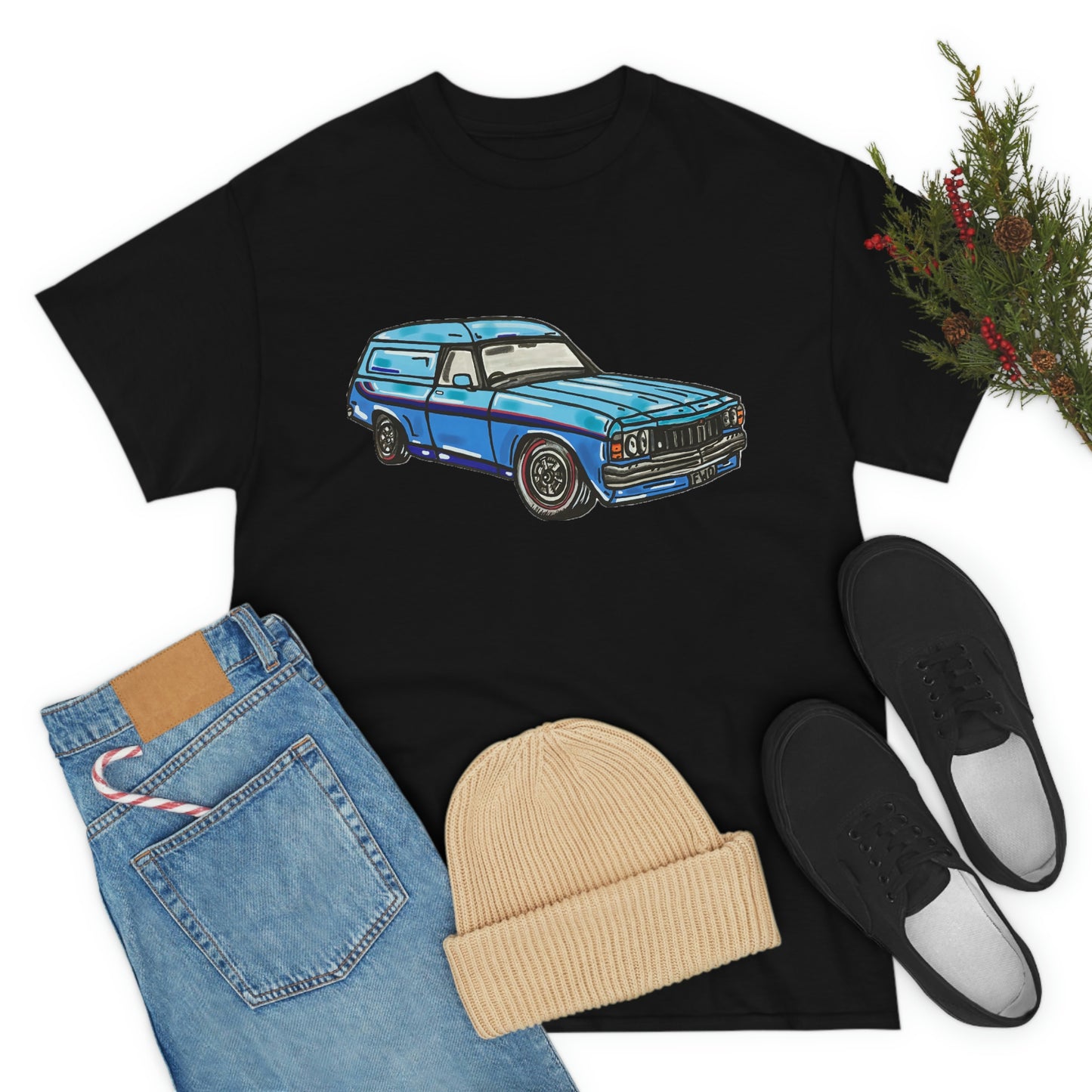 Holden Sandman Panelvan HX 1970's - "The Dave" -  Unisex Heavy Cotton Tee