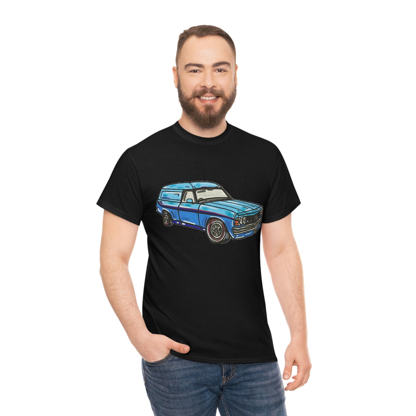 Holden Sandman Panelvan HX 1970's - "The Dave" -  Unisex Heavy Cotton Tee