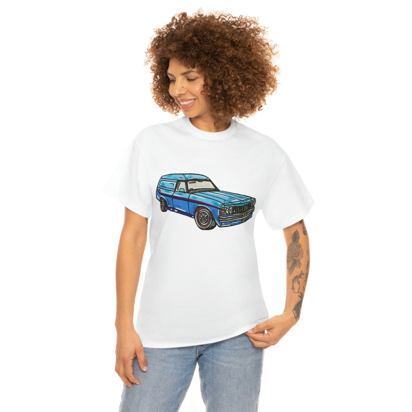 Holden Sandman Panelvan HX 1970's - "The Dave" -  Unisex Heavy Cotton Tee