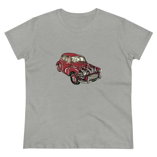 Women's Tee. Morris Minor Mini. "Go the Maroons"