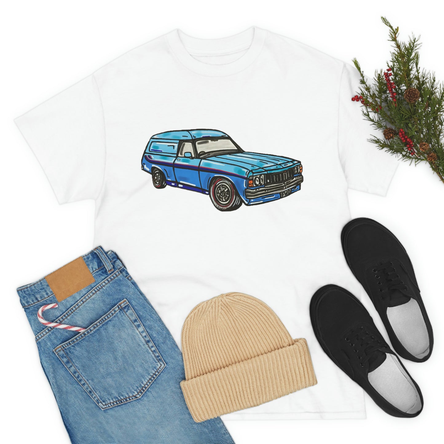 Holden Sandman Panelvan HX 1970's - "The Dave" -  Unisex Heavy Cotton Tee