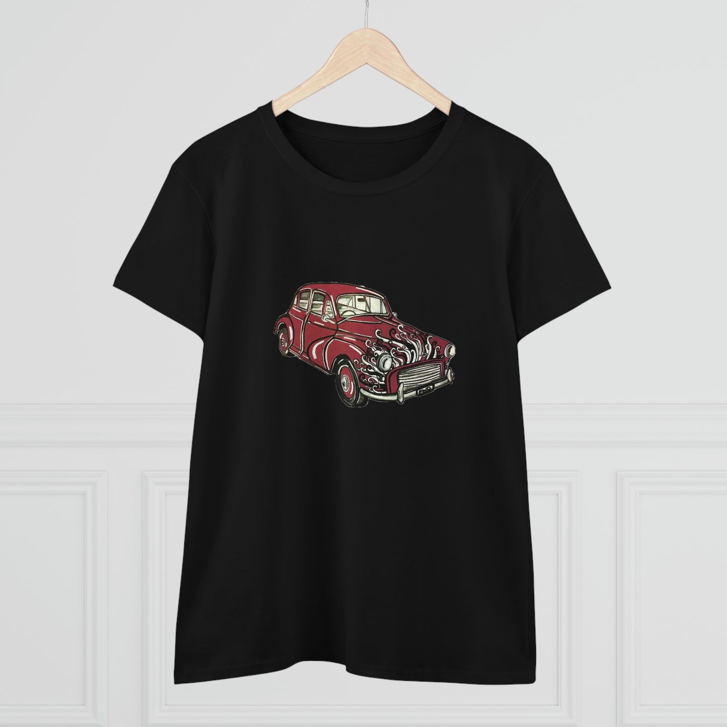 Women's Tee. Morris Minor Mini. "Go the Maroons"