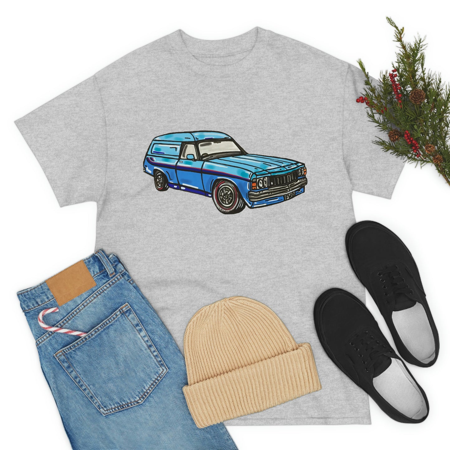 Holden Sandman Panelvan HX 1970's - "The Dave" -  Unisex Heavy Cotton Tee