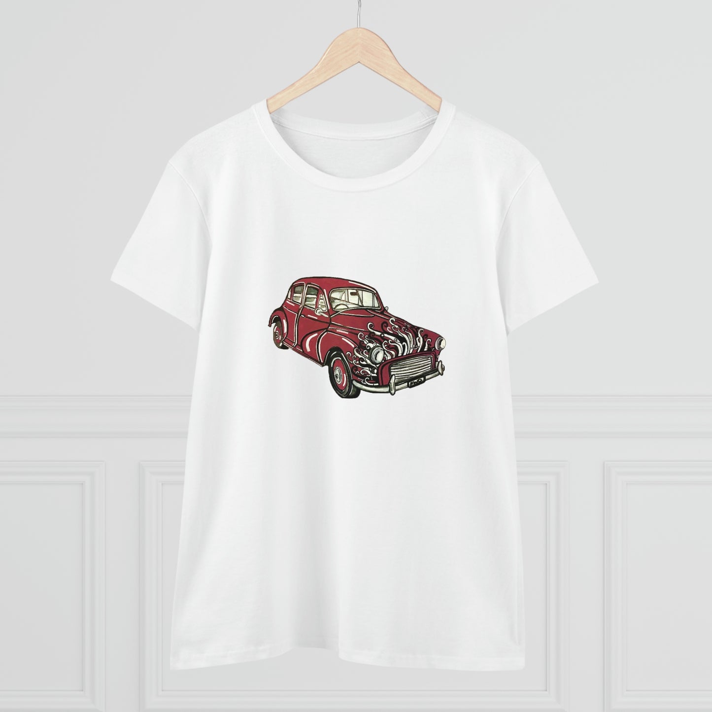 Women's Tee. Morris Minor Mini. "Go the Maroons"