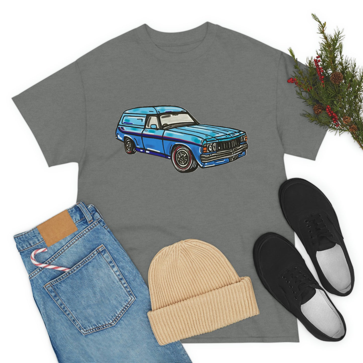 Holden Sandman Panelvan HX 1970's - "The Dave" -  Unisex Heavy Cotton Tee