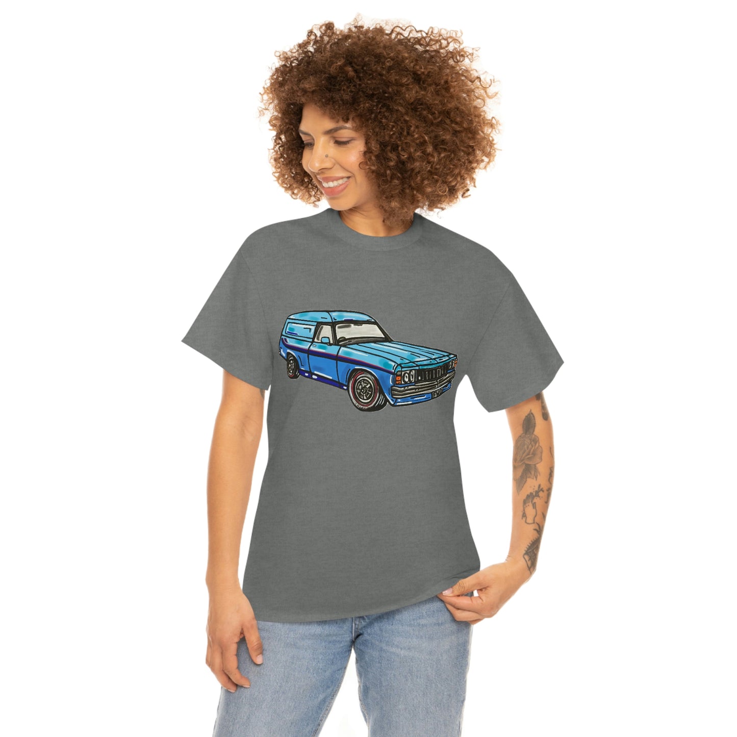 Holden Sandman Panelvan HX 1970's - "The Dave" -  Unisex Heavy Cotton Tee