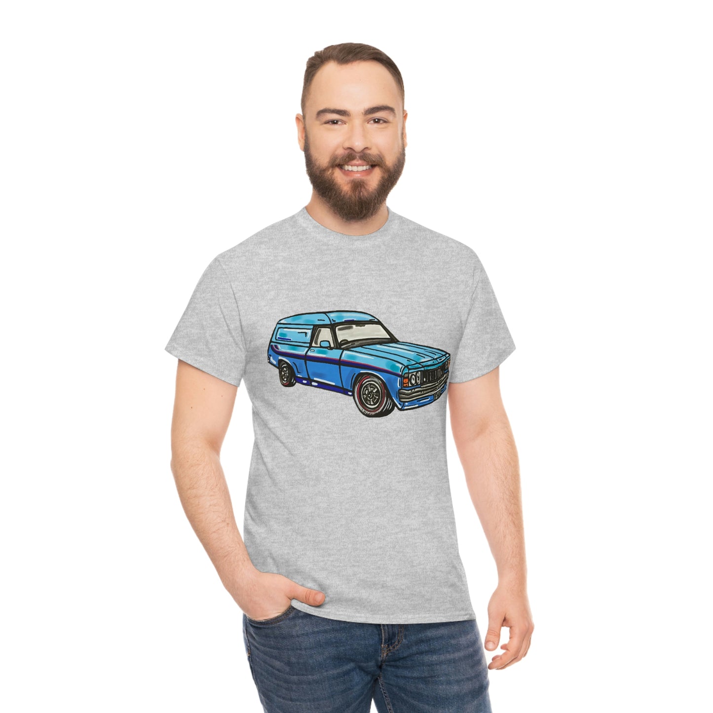 Holden Sandman Panelvan HX 1970's - "The Dave" -  Unisex Heavy Cotton Tee